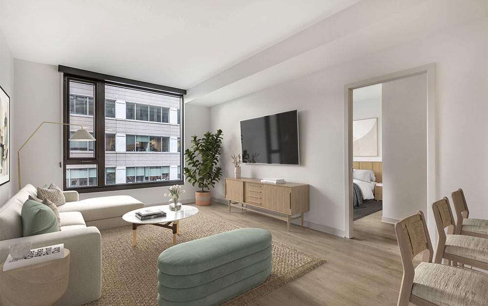 B6D - 2 bedroom floorplan layout with 2.5 baths and 1352 square feet. (Living Room)